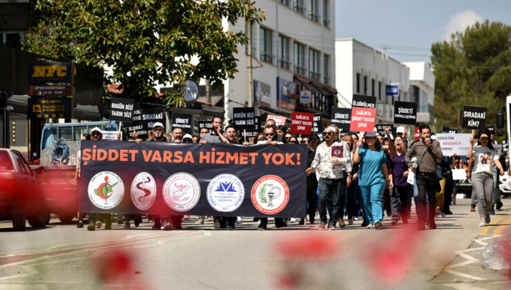 Sağlıktaki 4 meslek örgütü şiddet yasası talebiyle Meclis önünde eylem yaptı