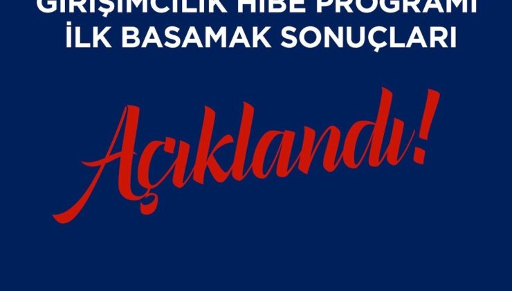 Girişimcilik Hibe Programı ilk basamak sonuçları açıklandı