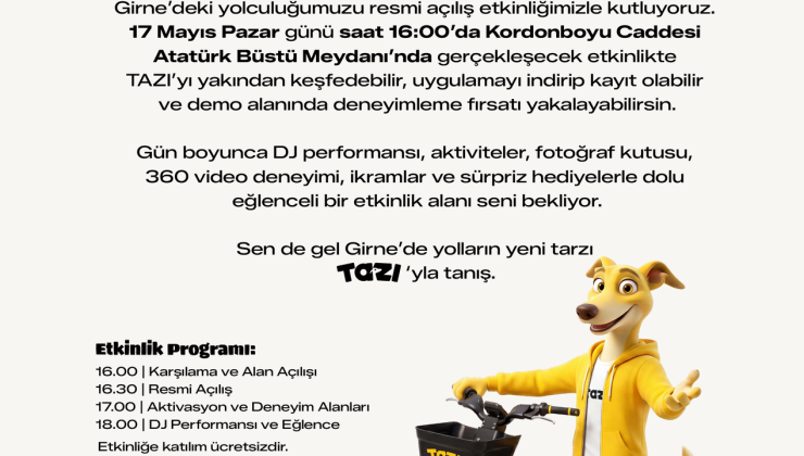Elektrikli bisiklet kiralama uygulaması TAZI Girne’de tanıtılacak