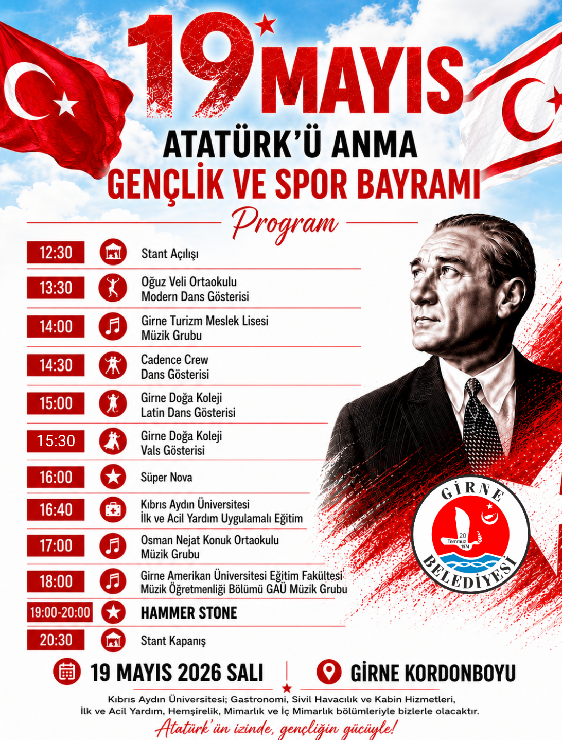 Girne Kordonboyu’nda 19 Mayıs etkinlikleri yapılacak