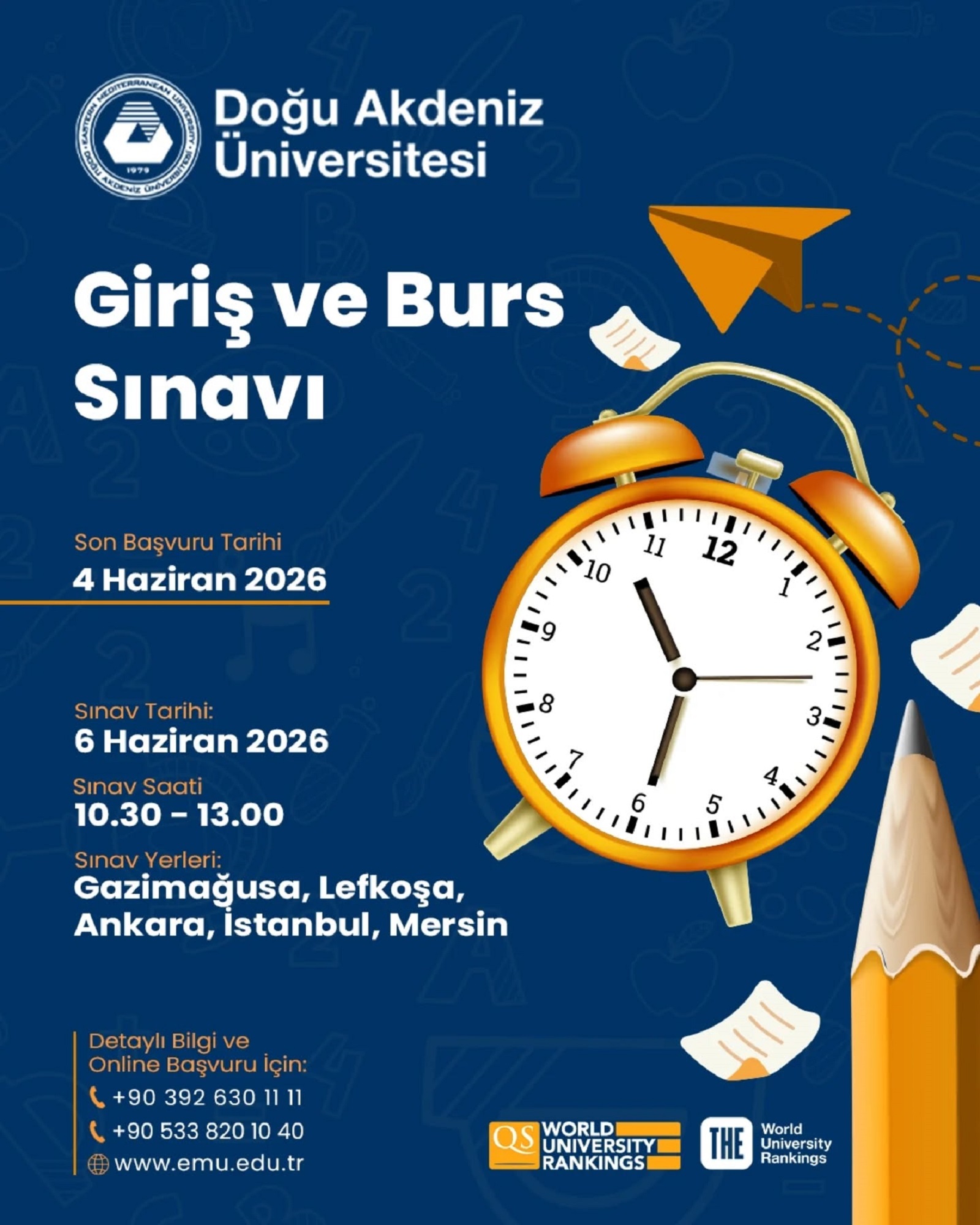 DAÜ Giriş ve Burs Sınavı Başvurularında Son Gün Yarın