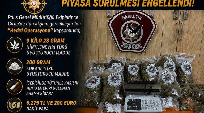 9 Kilodan Fazla Uyuşturucu ve Nakit Para Ele Geçirildi