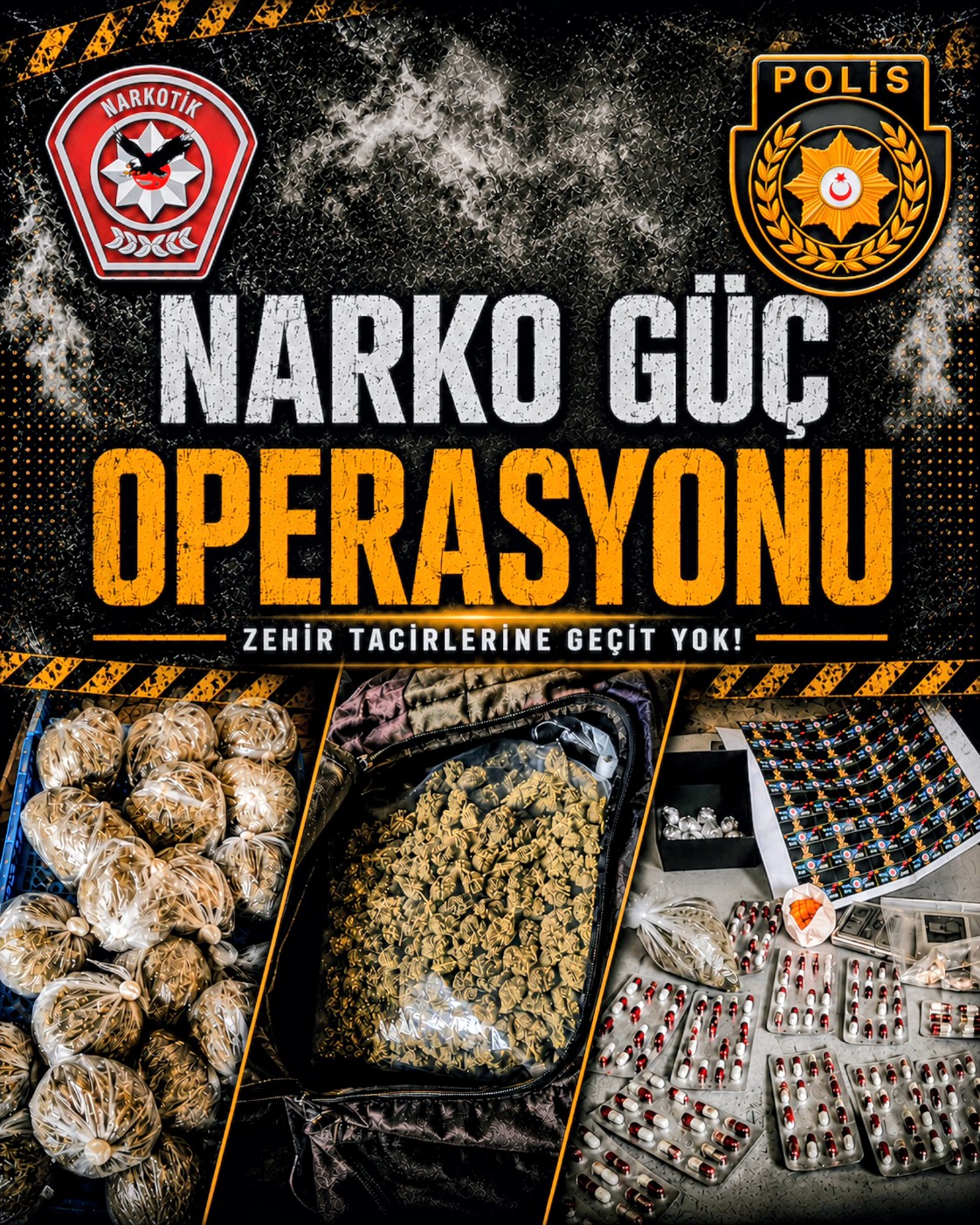 3 kilodan fazla uyuşturucu ve yüzlerce hap ele geçirildi