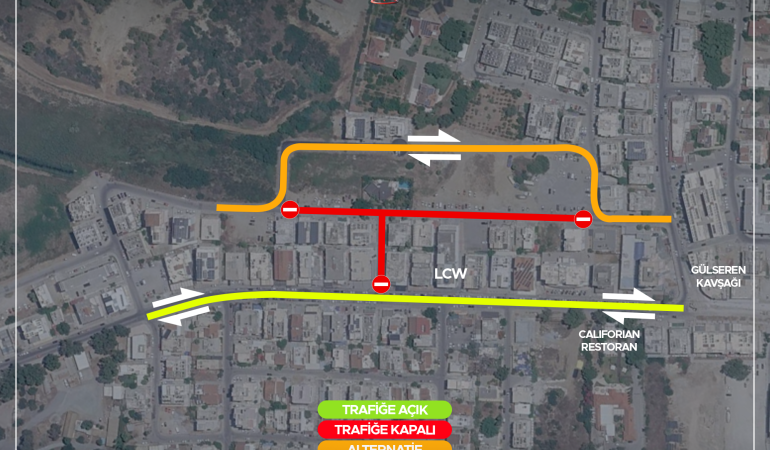 Gazimağusa’da Faiz Kaymak Sokak altyapı çalışmaları nedeniyle trafiğe kapatılıyor