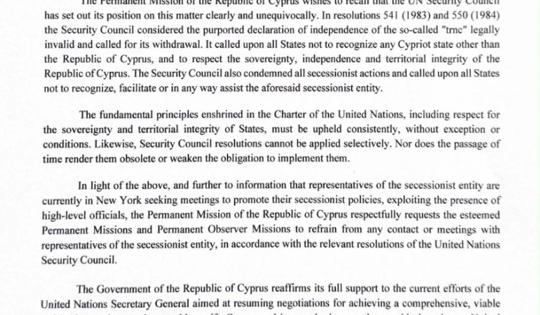 Rum tarafı New York’taki diplomatlardan Kıbrıslı Türk temsilcilerle görüşmekten kaçınmalarını istedi